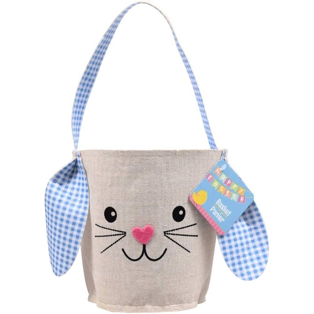 💙 Blue Cloth Bunny Basket, 💙 Fine Burlap Gingham Calico, 7"x9" Greenbrier 💙